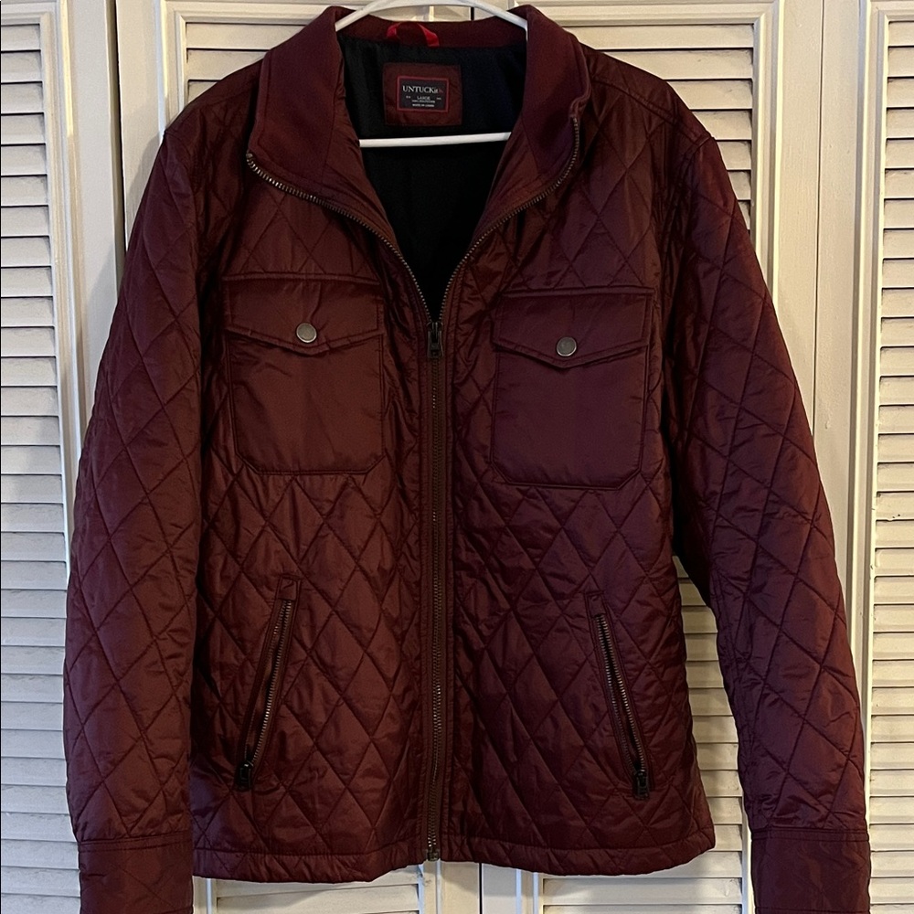 UNTUCKit Maroon Quilted Puffer Jacket